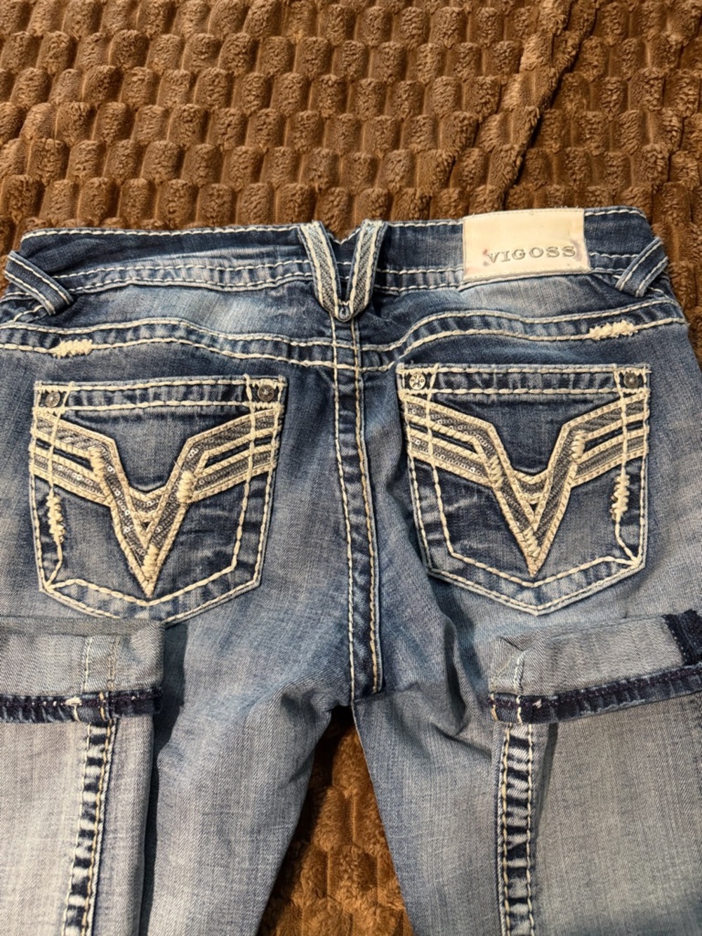 Vigoss Women's Light Blue Distressed Embroidered Skinny Jean